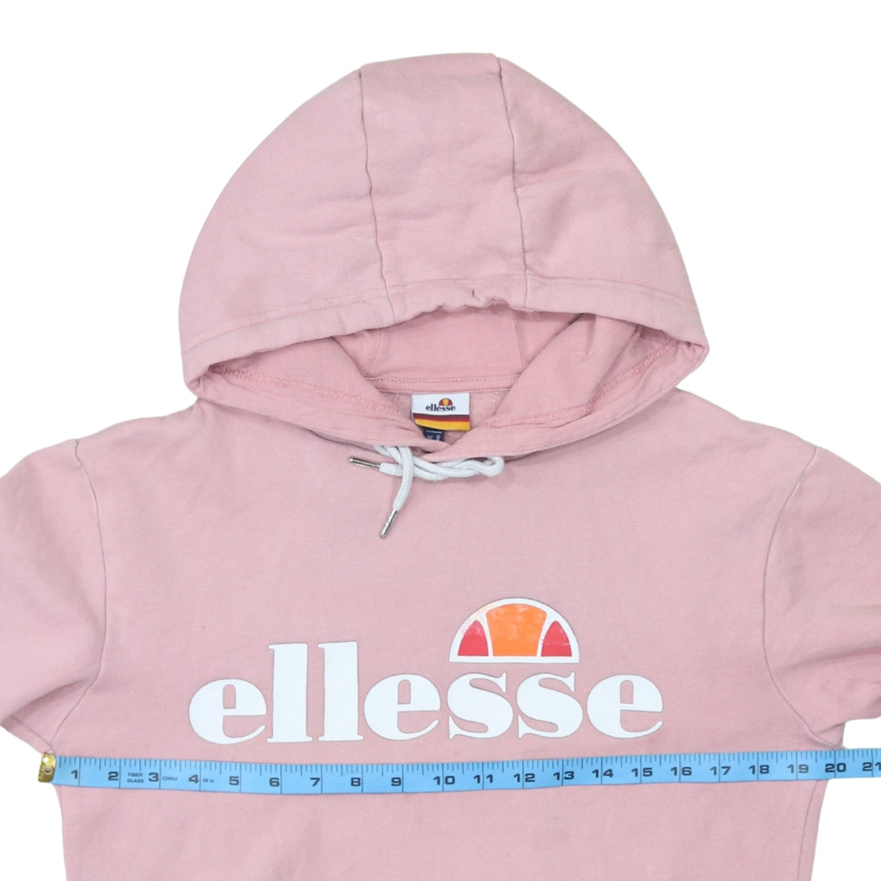 Ellesse Womens Pink Pullover Hoodie UK 8 Cotton Blend Logo Sweatshirt