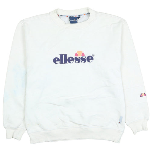 Ellesse Womens White Small Pullover Sweatshirt Crew Neck Long Sleeve Logo