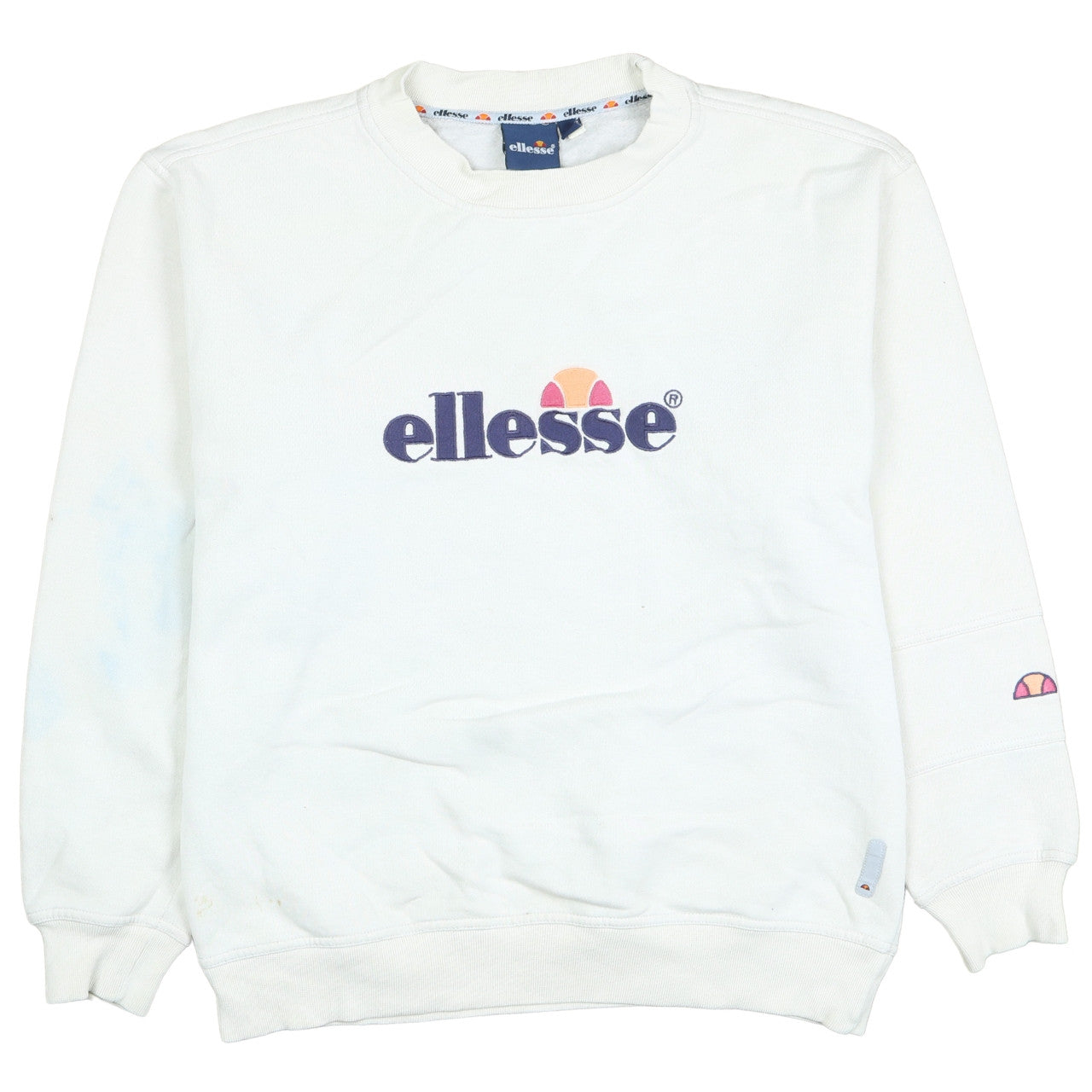 Ellesse Womens White Small Pullover Sweatshirt Crew Neck Long Sleeve Logo