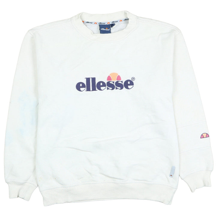 Ellesse Womens White Small Pullover Sweatshirt Crew Neck Long Sleeve Logo