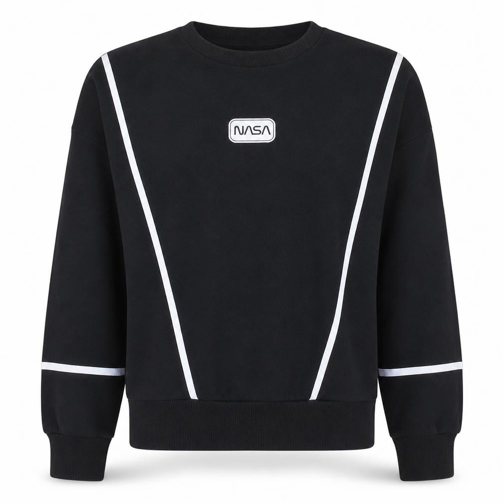 Front view of Primark NASA Black Crew Neck Sweatshirt Women’s, size S, 10/12 Long Sleeve Pullover
