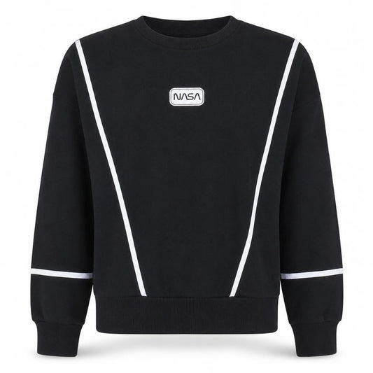 Front view of Primark NASA Black Crew Neck Sweatshirt Women’s, size S, 10/12 Long Sleeve Pullover