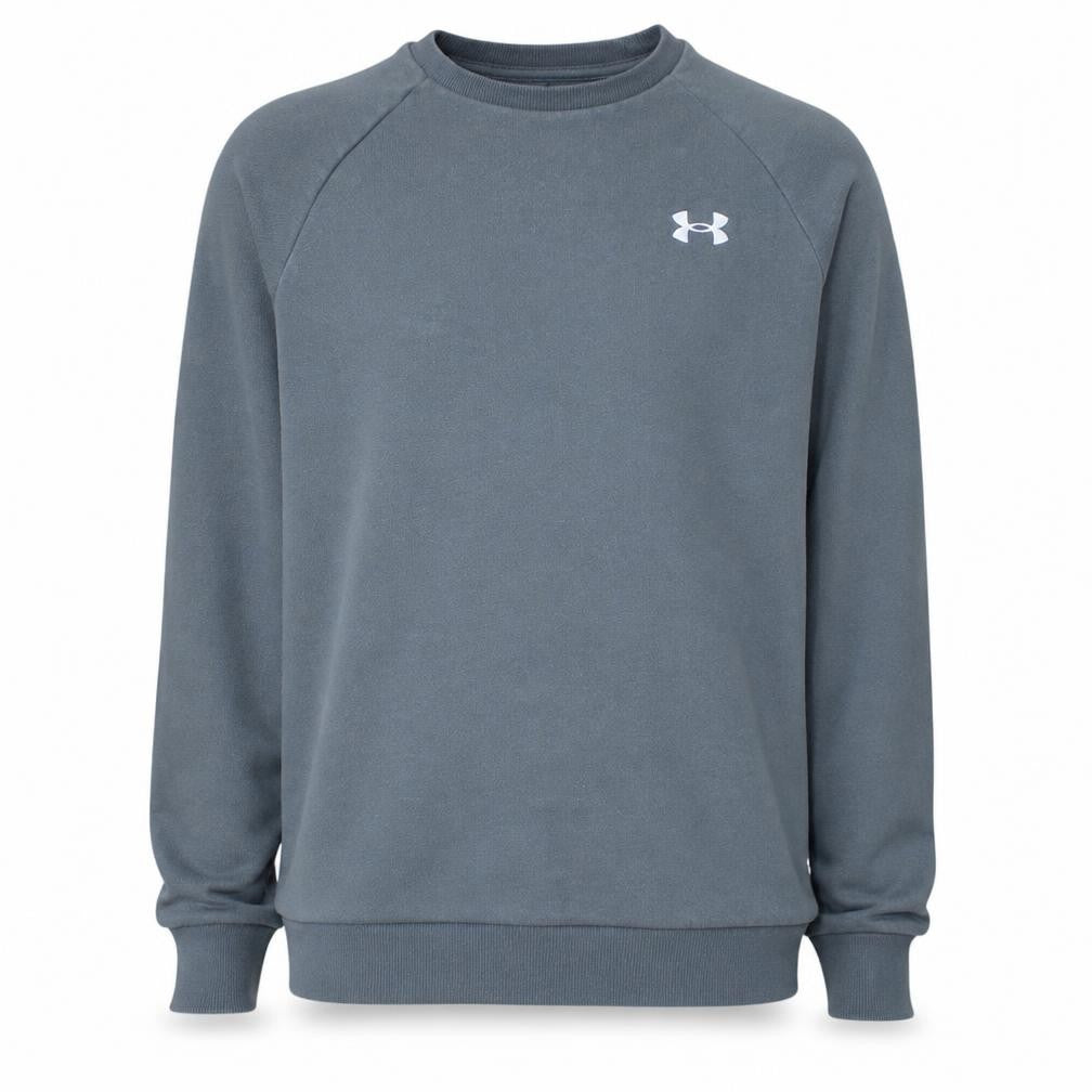 Front view of Under Armour Men's Grey Small Crew Neck Pullover Sweatshirt