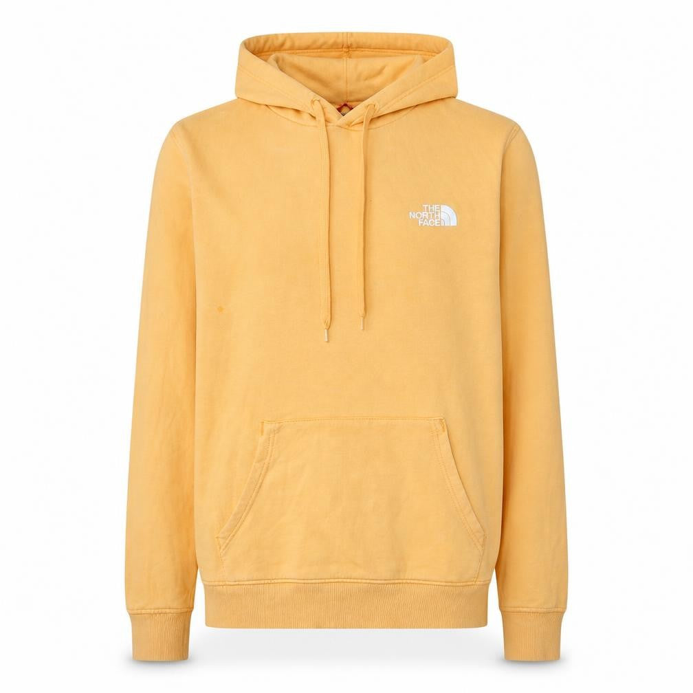 Front view of The North Face Men’s Yellow Pullover Hoodie Small Outdoor Cotton