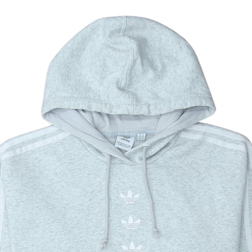adidas Men's Grey Pullover Hoodie L Regular Fit Trefoil Logo