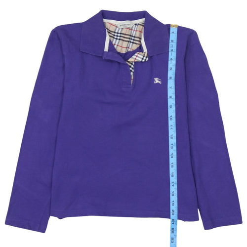Burberry Men’s Purple Long Sleeve Polo Shirt XL Cotton