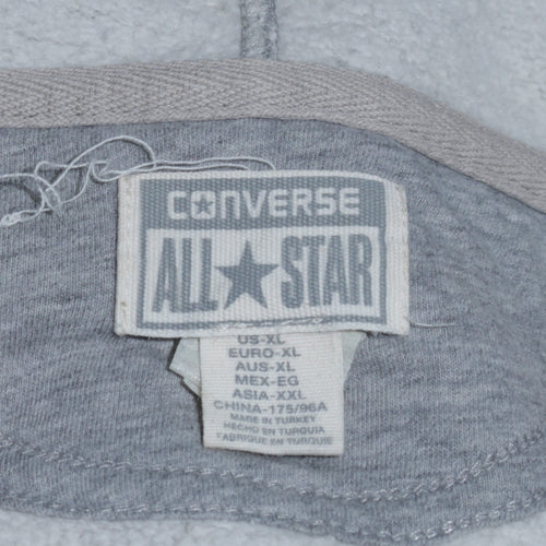 Converse All Star Men's Grey Full Zip Hoodie XL Fleece Cotton Blend