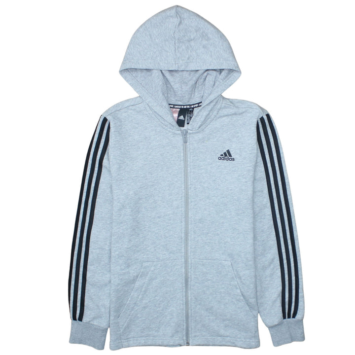 Adidas Teens Grey Full Zip Hoodie 164cm Sports Hooded Sweatshirt