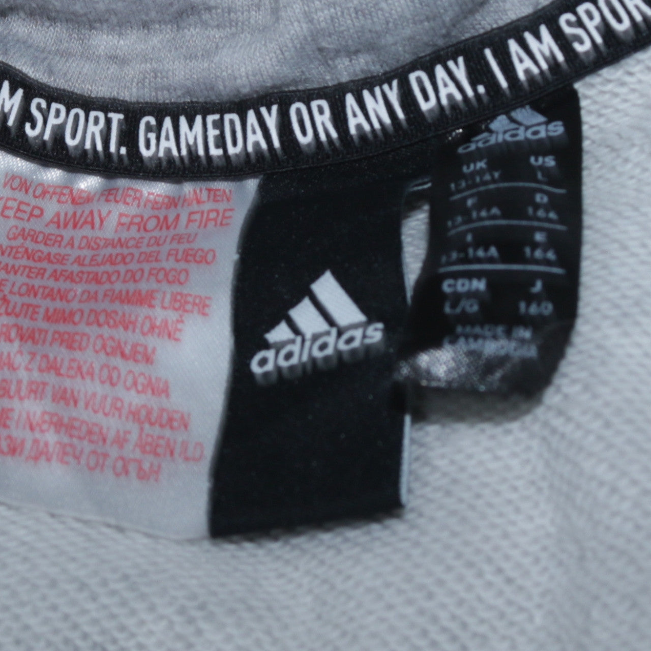 Adidas Teens Grey Full Zip Hoodie 164cm Sports Hooded Sweatshirt