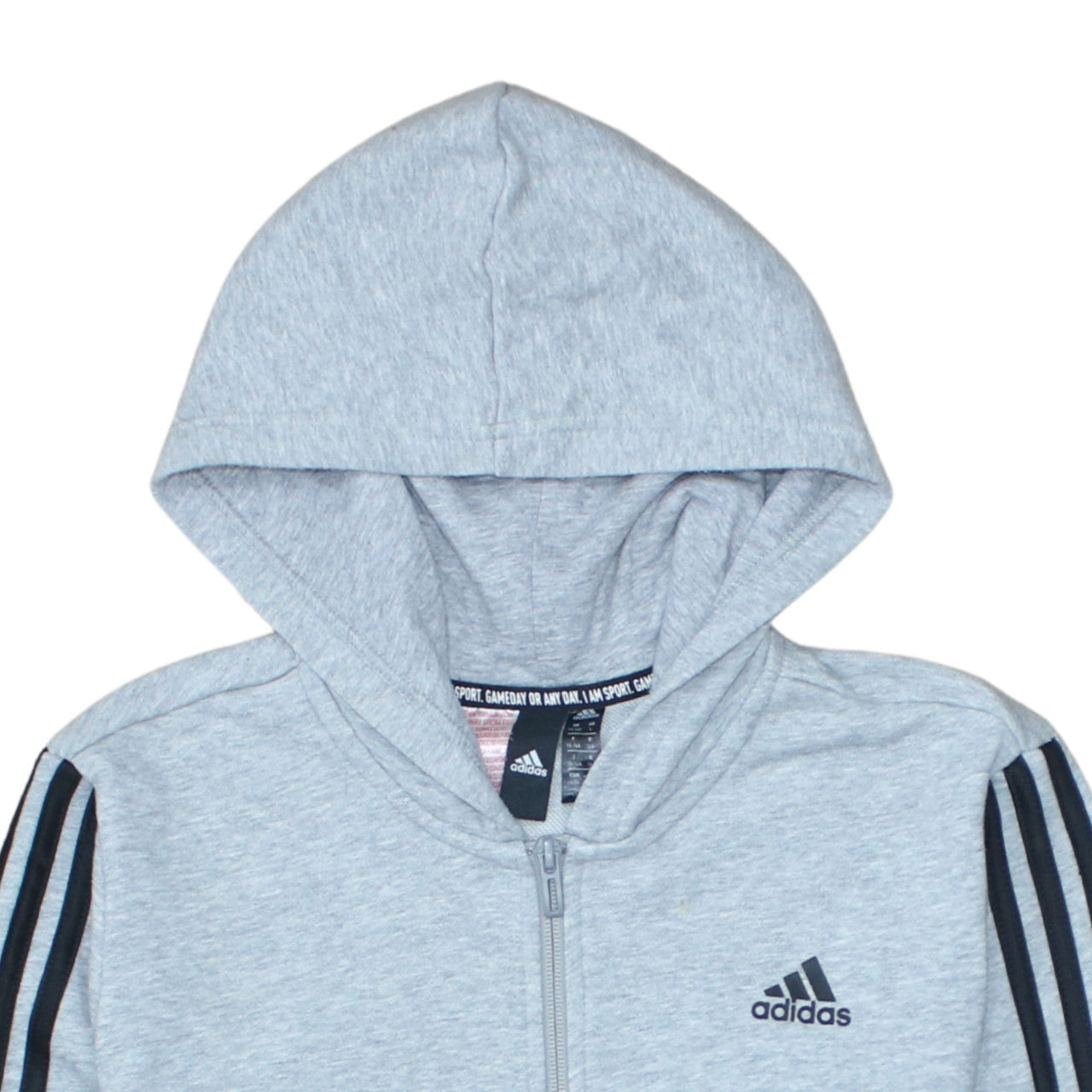 Adidas Teens Grey Full Zip Hoodie 164cm Sports Hooded Sweatshirt