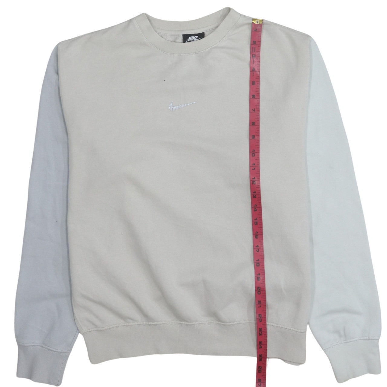 Nike Women’s Beige & Grey Standard Fit Sweatshirt Size S Cotton Blend