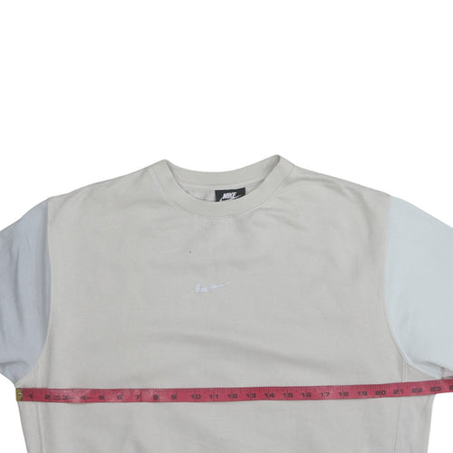 Nike Women’s Beige & Grey Standard Fit Sweatshirt Size S Cotton Blend