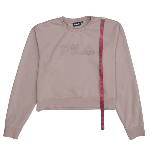 Fila Women Beige XL Pullover Sweatshirt Crew Neck Logo Long Sleeve