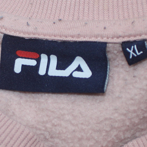 Fila Women Beige XL Pullover Sweatshirt Crew Neck Logo Long Sleeve