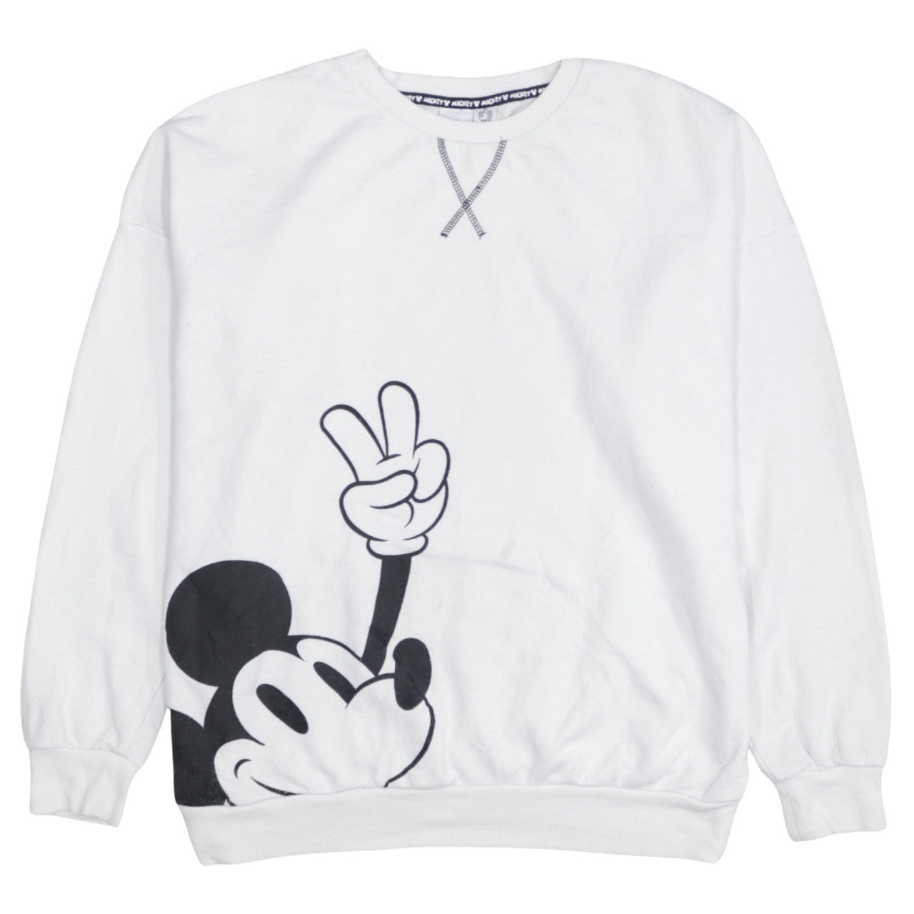 Disney Women White Mickey Mouse Graphic Pullover Sweatshirt Size 12