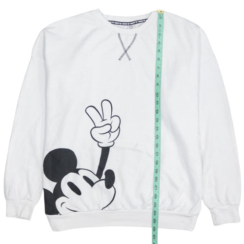Disney Women White Mickey Mouse Graphic Pullover Sweatshirt Size 12