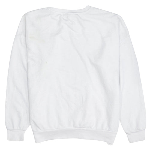 Disney Women White Mickey Mouse Graphic Pullover Sweatshirt Size 12