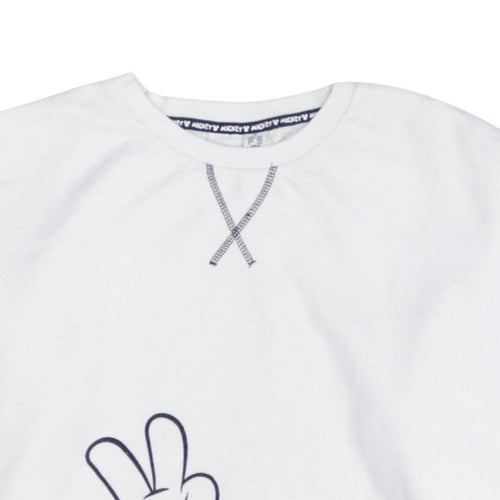 Disney Women White Mickey Mouse Graphic Pullover Sweatshirt Size 12