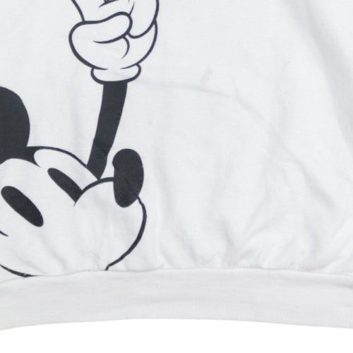 Disney Women White Mickey Mouse Graphic Pullover Sweatshirt Size 12