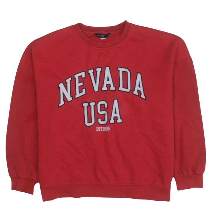 F&F Womens Red Nevada USA Crew Neck Pullover Sweatshirt Size 16