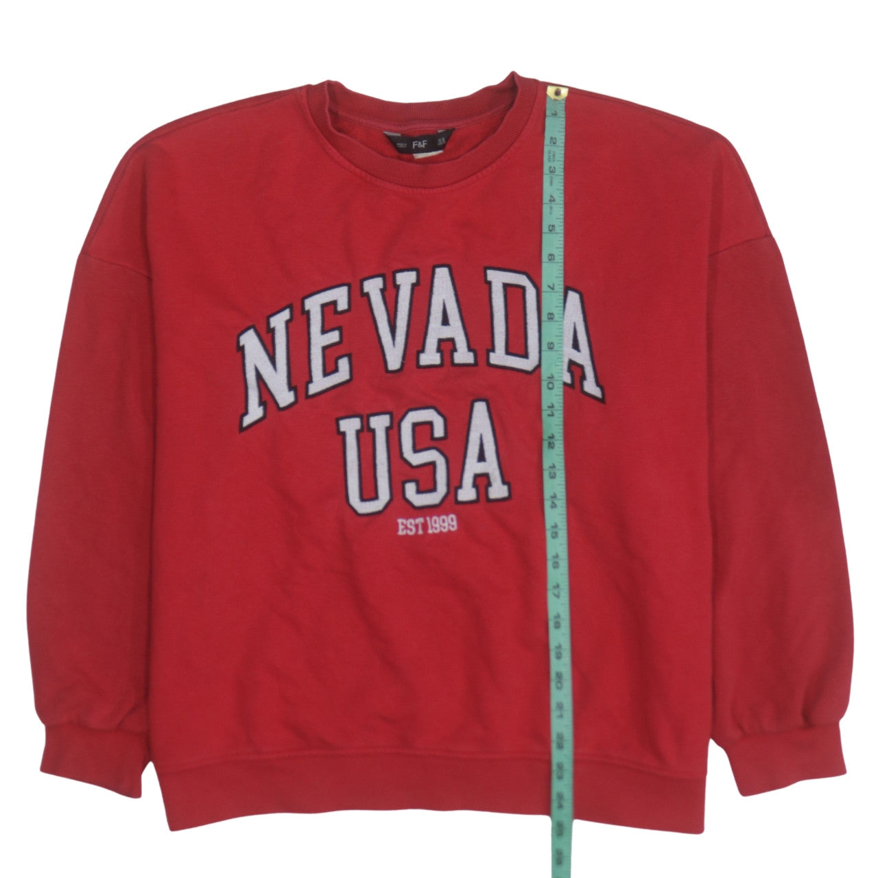 F&F Womens Red Nevada USA Crew Neck Pullover Sweatshirt Size 16