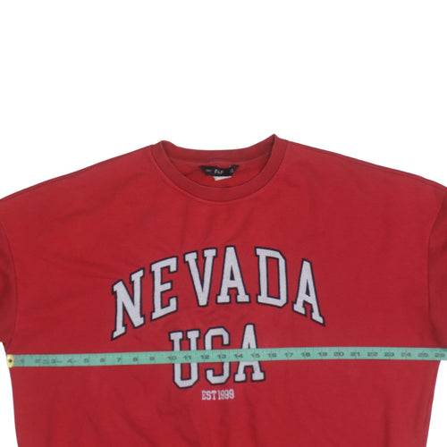 F&F Womens Red Nevada USA Crew Neck Pullover Sweatshirt Size 16