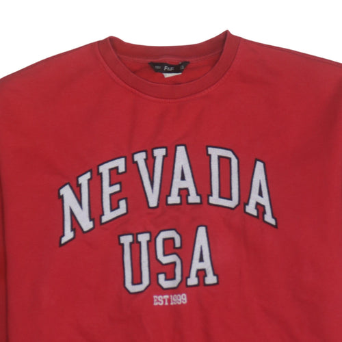 F&F Womens Red Nevada USA Crew Neck Pullover Sweatshirt Size 16