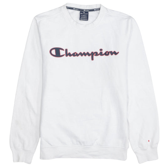 Champion Men's White XS Crew Neck Pullover Sweatshirt Logo Cotton Blend