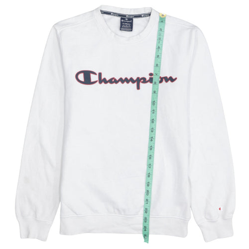 Champion Men's White XS Crew Neck Pullover Sweatshirt Logo Cotton Blend