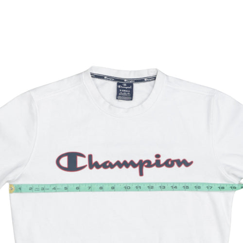 Champion Men's White XS Crew Neck Pullover Sweatshirt Logo Cotton Blend