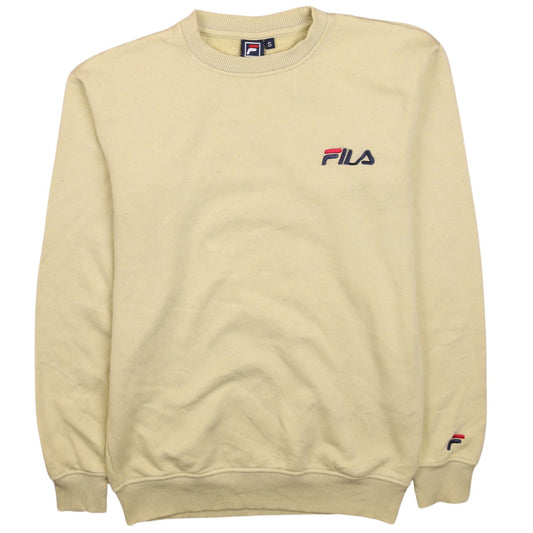 Fila Men's Beige Small Pullover Sweatshirt Crew Neck Classic Fit