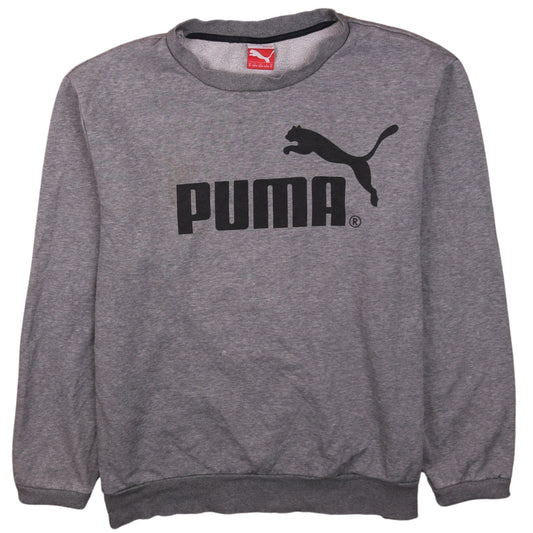 Puma Men's Grey XL Crew Neck Logo Pullover Sweatshirt