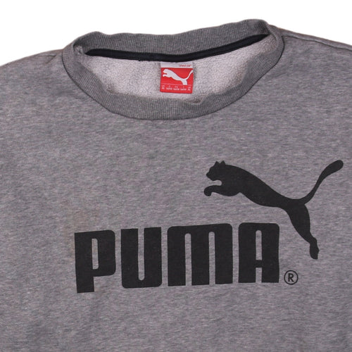 Puma Men's Grey XL Crew Neck Logo Pullover Sweatshirt