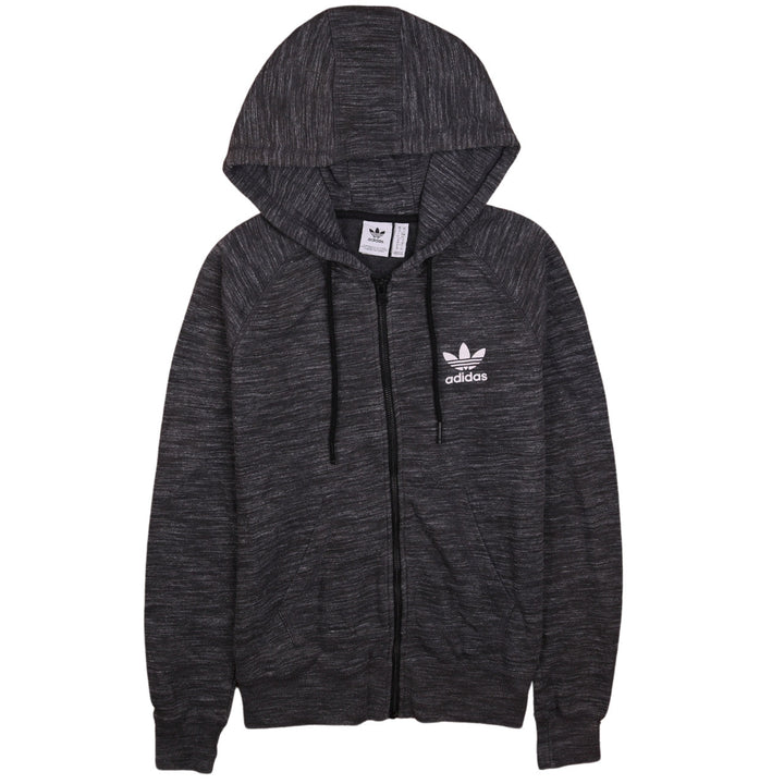 Adidas Womens Black Full Zip Hoodie Size 10 Hooded Sweatshirt