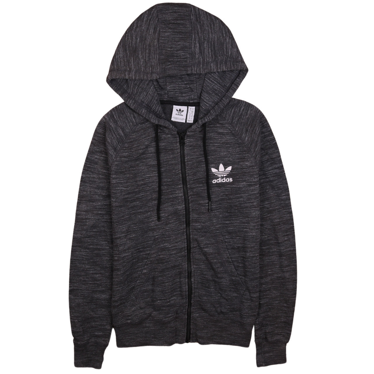 Adidas Womens Black Full Zip Hoodie Size 10 Hooded Sweatshirt