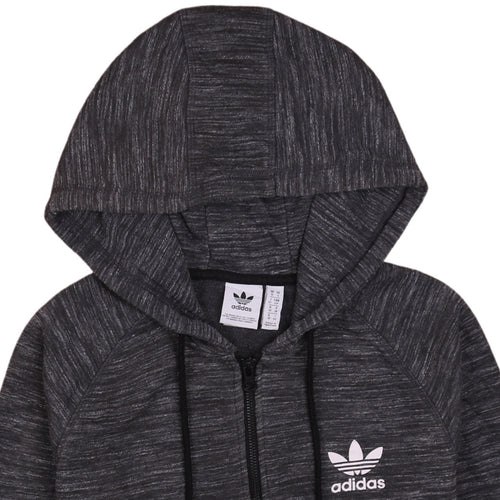 Adidas Womens Black Full Zip Hoodie Size 10 Hooded Sweatshirt