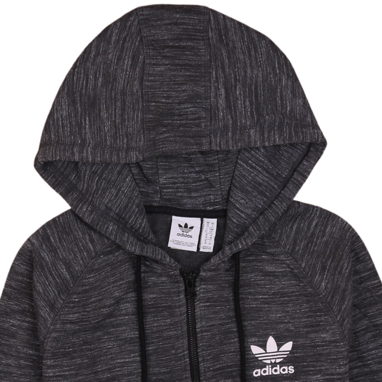 Adidas Womens Black Full Zip Hoodie Size 10 Hooded Sweatshirt