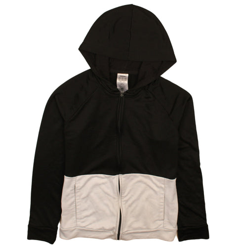 Adidas Womens Black White Full Zip Hoodie L 16-18 Logo Sporty
