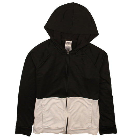 Adidas Womens Black White Full Zip Hoodie L 16-18 Logo Sporty