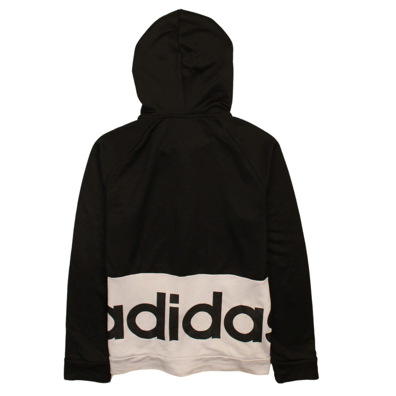Adidas Womens Black White Full Zip Hoodie L 16-18 Logo Sporty
