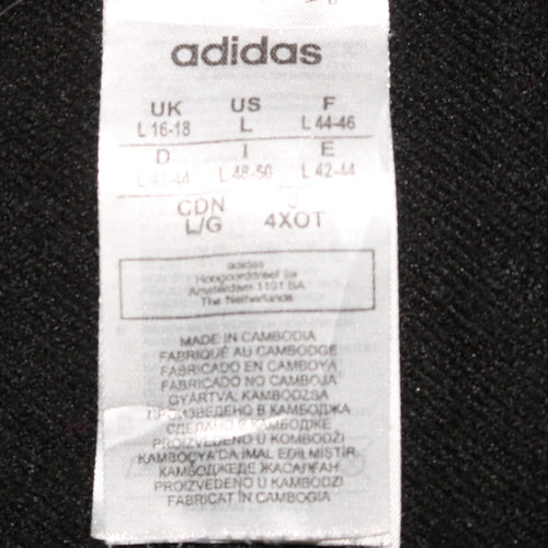 Adidas Womens Black White Full Zip Hoodie L 16-18 Logo Sporty