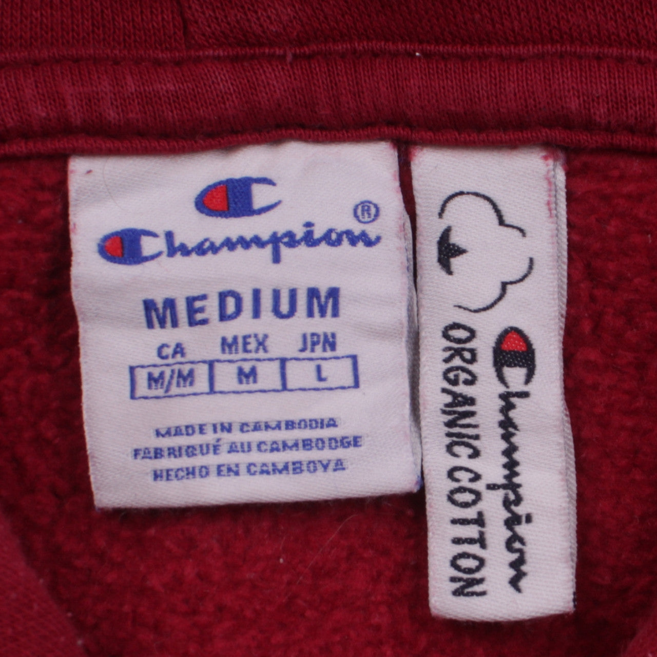 Champion Men's Red Medium Pullover Hoodie Organic Cotton