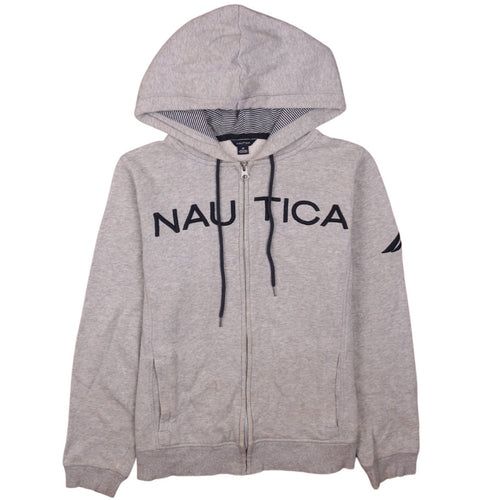 Nautica Men's Grey Full Zip Hoodie M Logo Fleece Casual