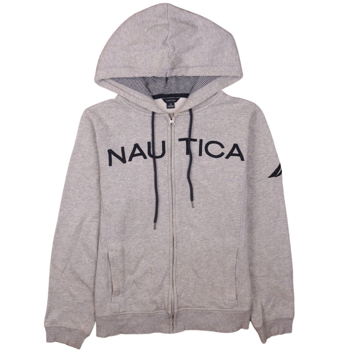 Nautica Men's Grey Full Zip Hoodie M Logo Fleece Casual