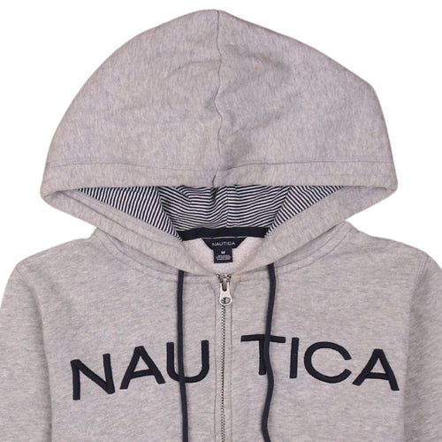 Nautica Men's Grey Full Zip Hoodie M Logo Fleece Casual