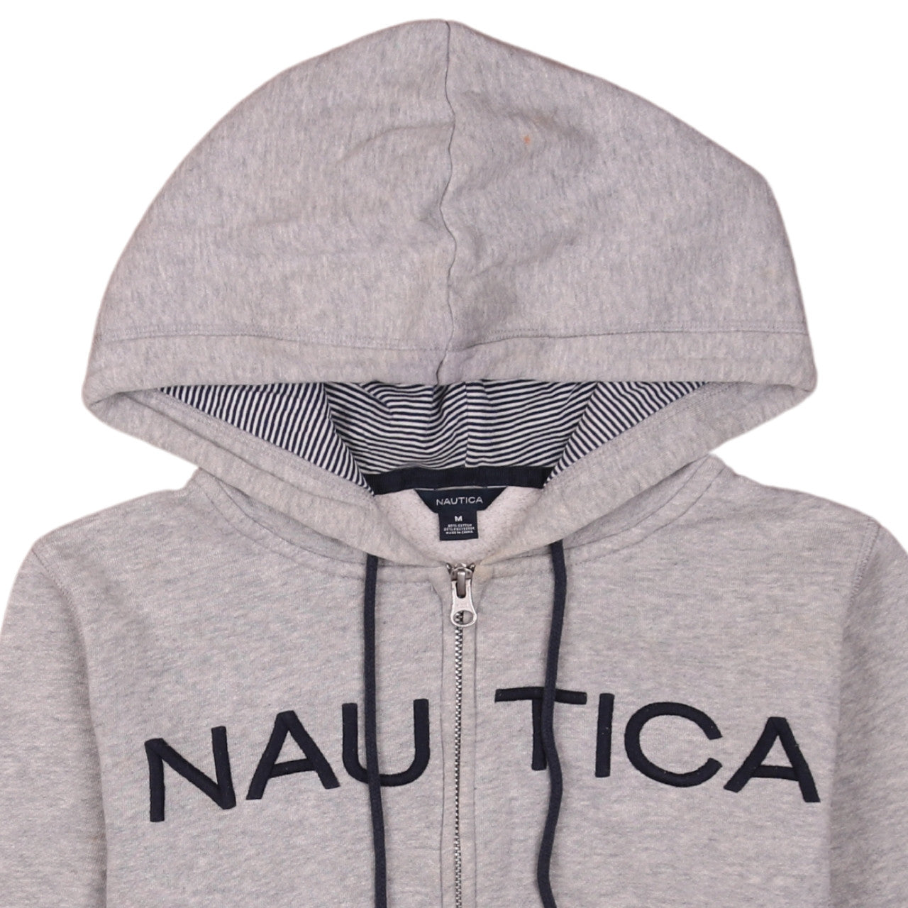 Nautica Men's Grey Full Zip Hoodie M Logo Fleece Casual