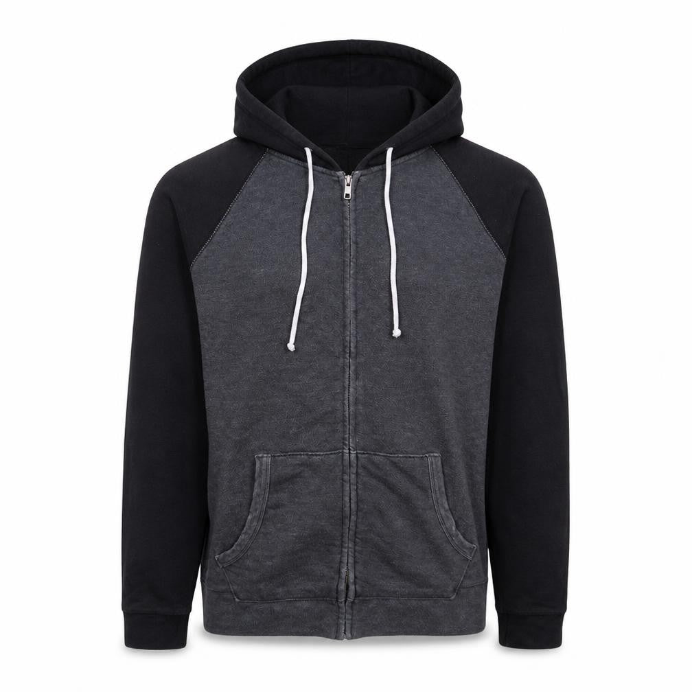Front view of Champion Men’s Grey Full Zip Hoodie Medium Athletic Fit