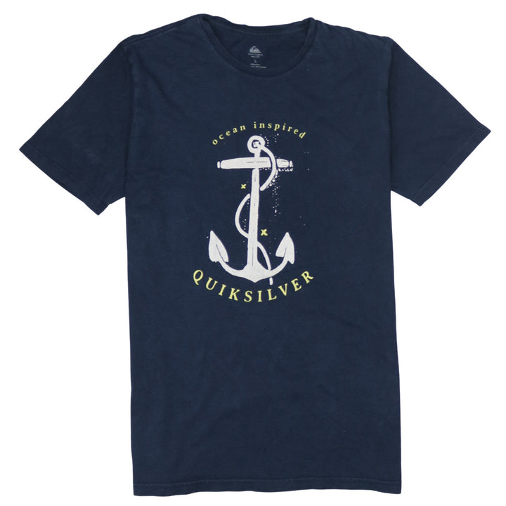 Quiksilver Men's Blue Nautical Anchor Graphic Cotton T-Shirt L