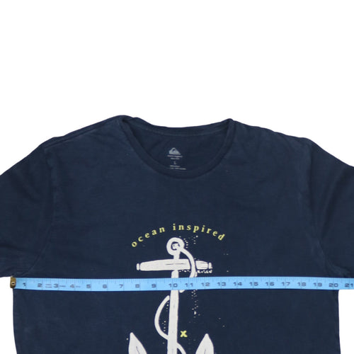 Quiksilver Men's Blue Nautical Anchor Graphic Cotton T-Shirt L