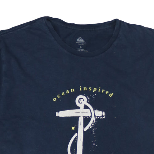 Quiksilver Men's Blue Nautical Anchor Graphic Cotton T-Shirt L